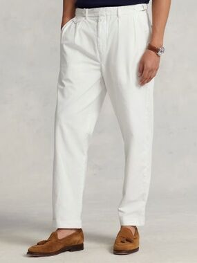 NWT Perry Ellis Men Linen/Cotton Pants Bright White Lined 38 x 30